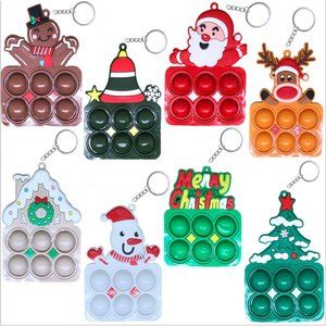 Pop It Christmas Ornament Simple Dimple Key Chain Easter Fidget Toy